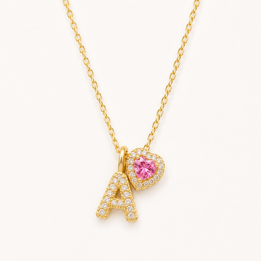 Shimmer Puff Treasure Drop Initial Necklace
