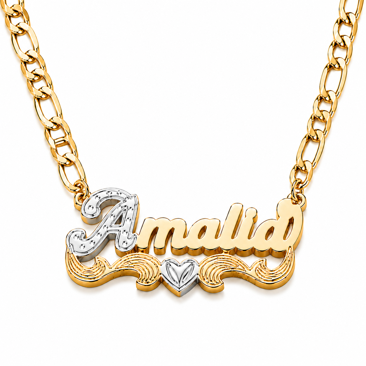 Diamond Cut 3D Sweetheart Name Necklace