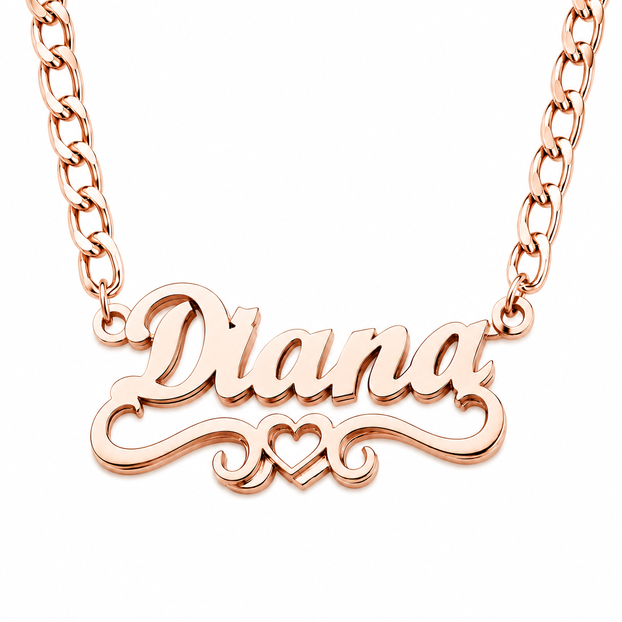 Double Plated Open Sweetheart Name Necklace