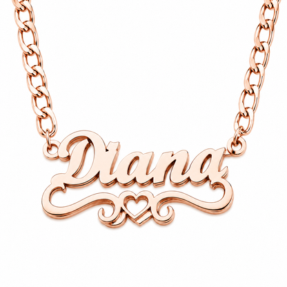 Double Plated Open Sweetheart Name Necklace