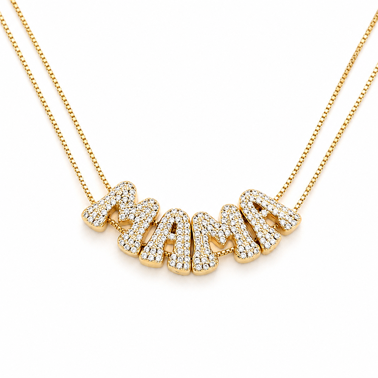Shimmer Puff Threaded Name Necklace
