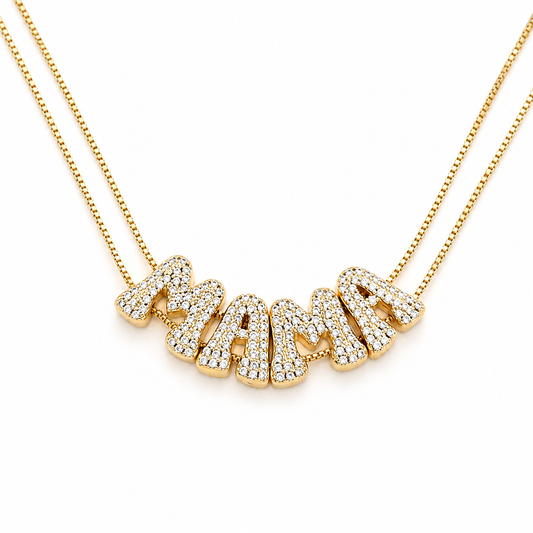 Shimmer Puff Threaded Name Necklace