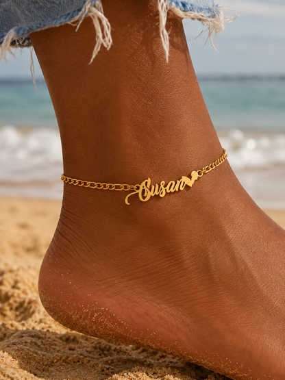 Custom Name Figaro Chain Anklet/Bracelet