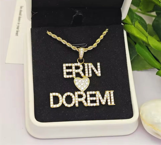 Crystal custom 2-name necklace, high-quality and affordable, from Queendom Treasurez