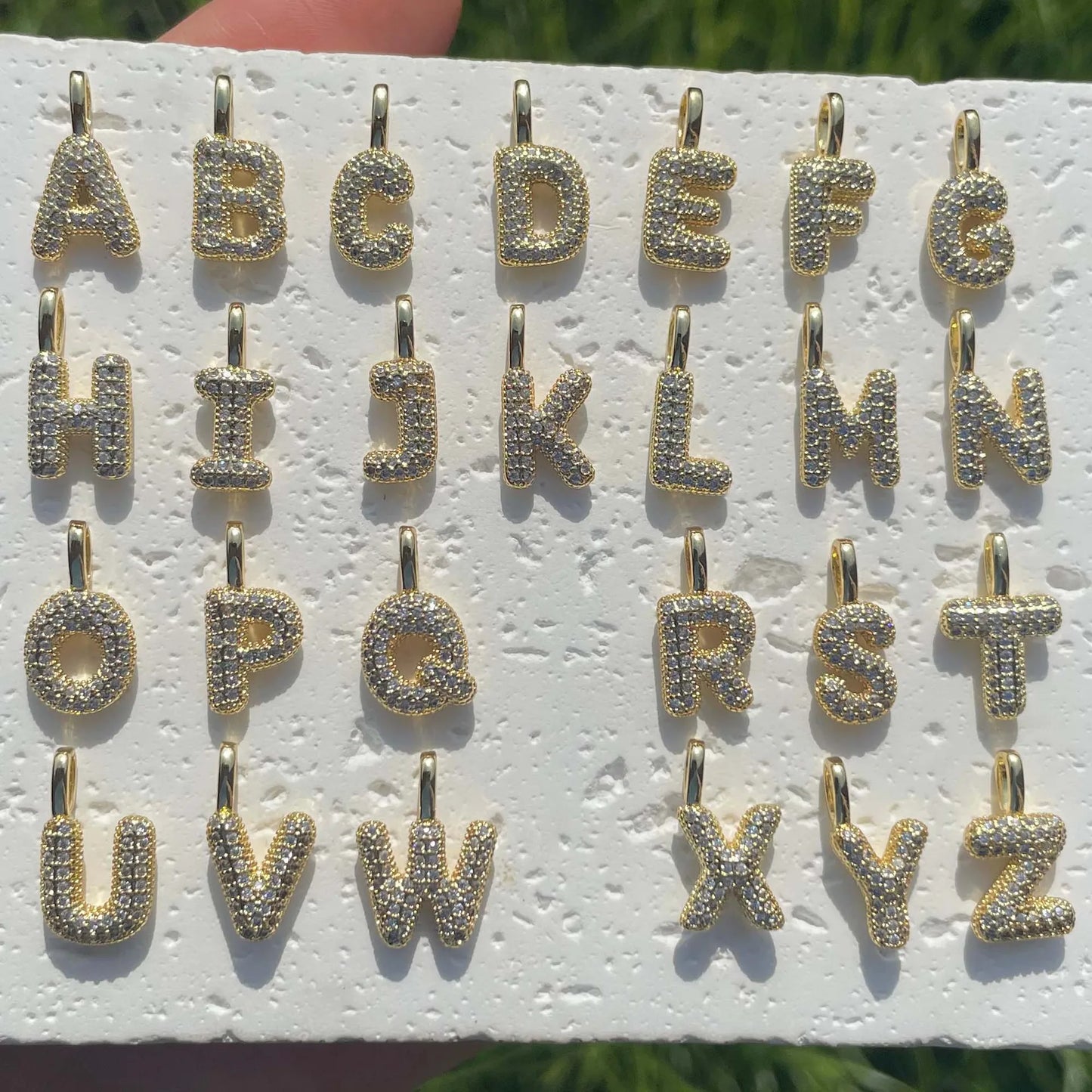 Shimmer Puff Treasure Drop Initial Necklace