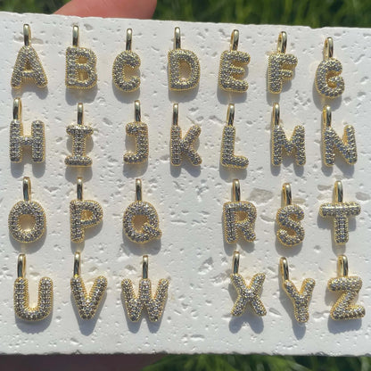 Shimmer Puff Treasure Drop Initial Necklace