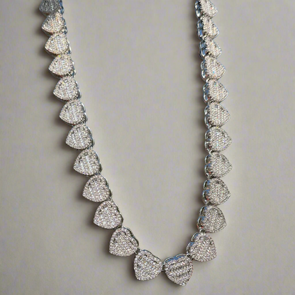 Iced Out Baguette Crushed Heart Necklace