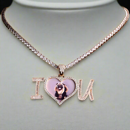 I Love U Custom Photo Necklace