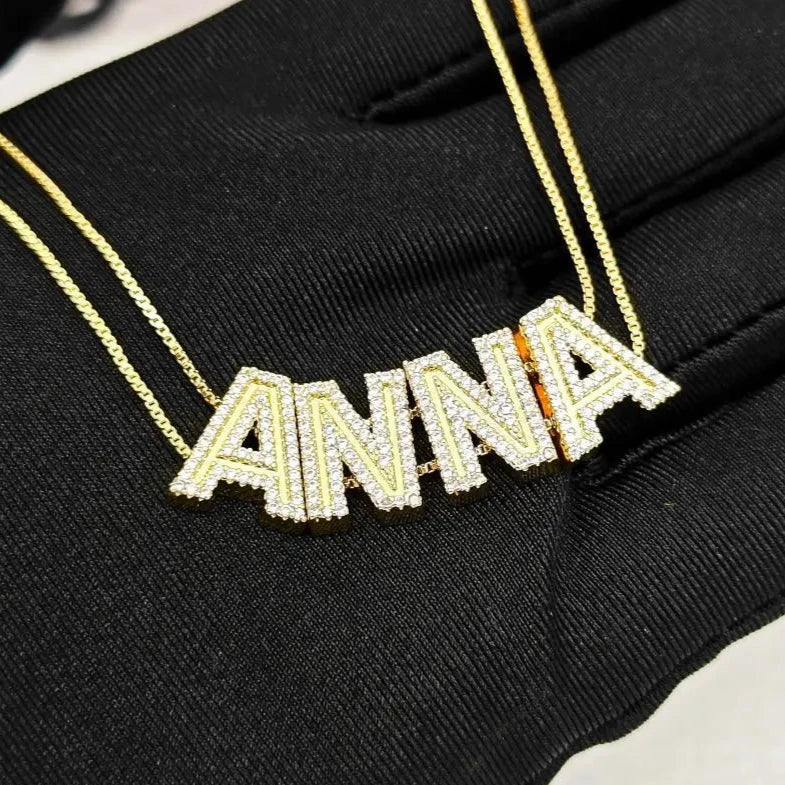 Custom Crystal Sliding Letter Name Necklace