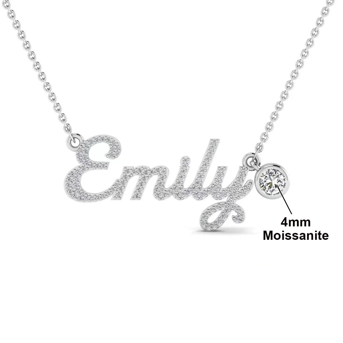 The Signature Moissanite Drop Name Necklace