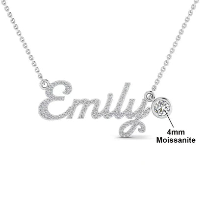 The Signature Moissanite Drop Name Necklace