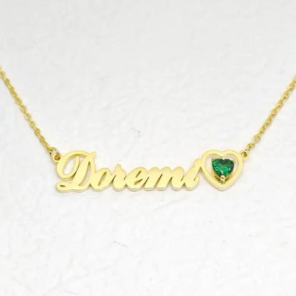 Custom Name Birthstone Heart Necklace