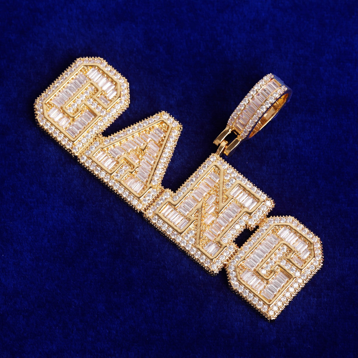 Men's 3D Athletic Letter Custom Name Necklace - Queendom Treasurez 