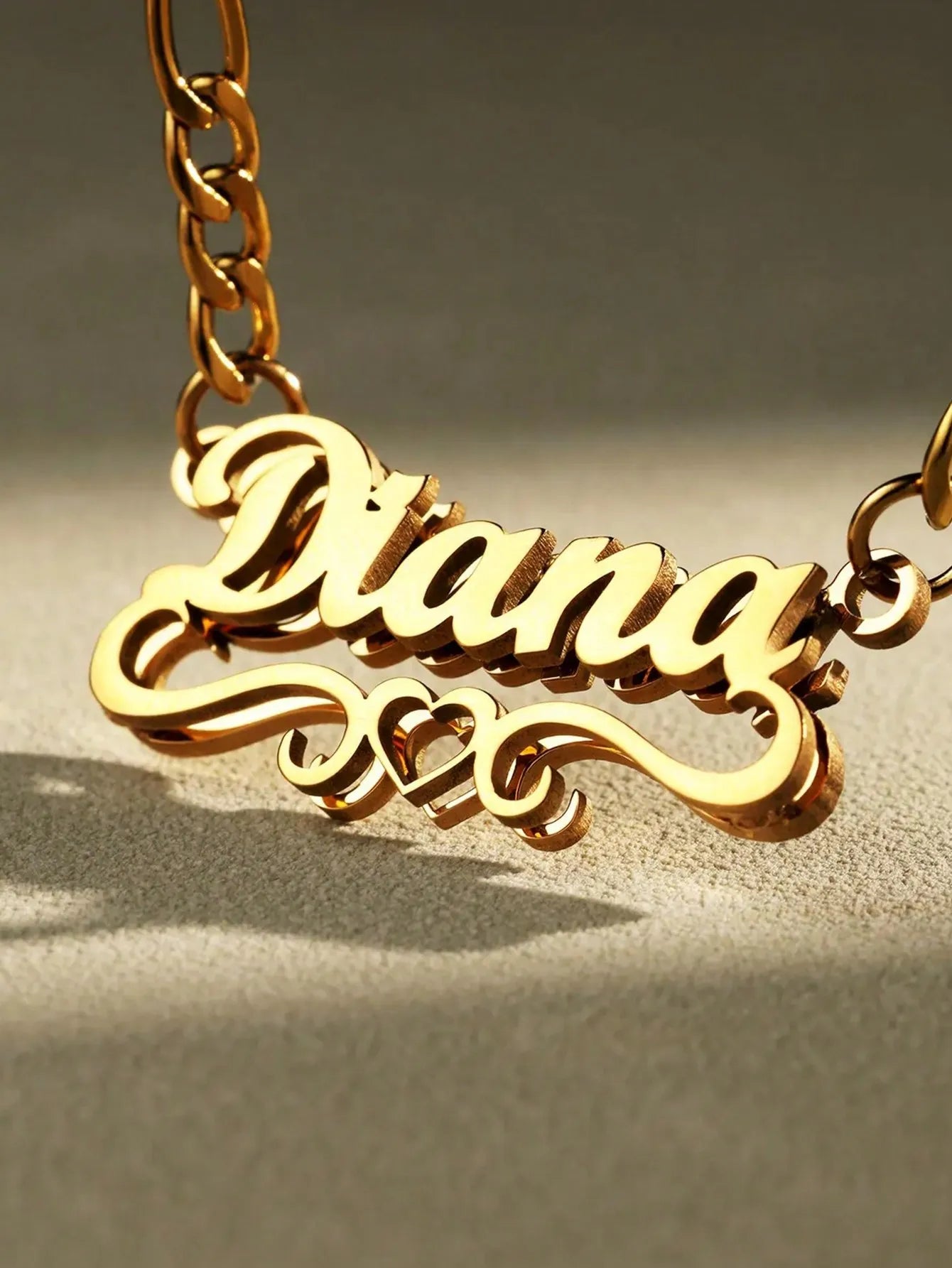 Double Plated Open Sweetheart Name Necklace