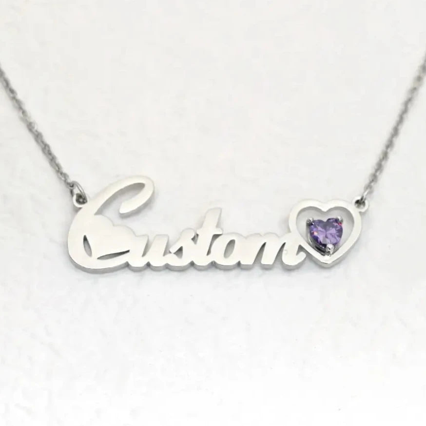 Custom Name Birthstone Heart Necklace