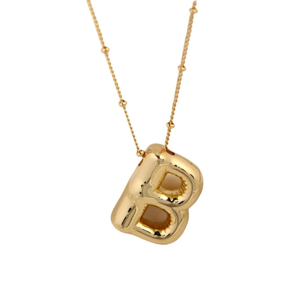 Chunky Bubble Balloon Initial Letter Necklace