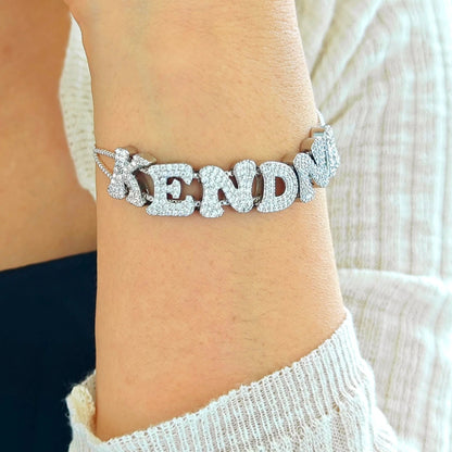 Custom 3D Bubble Crystal Sliding Letter Name Bracelet