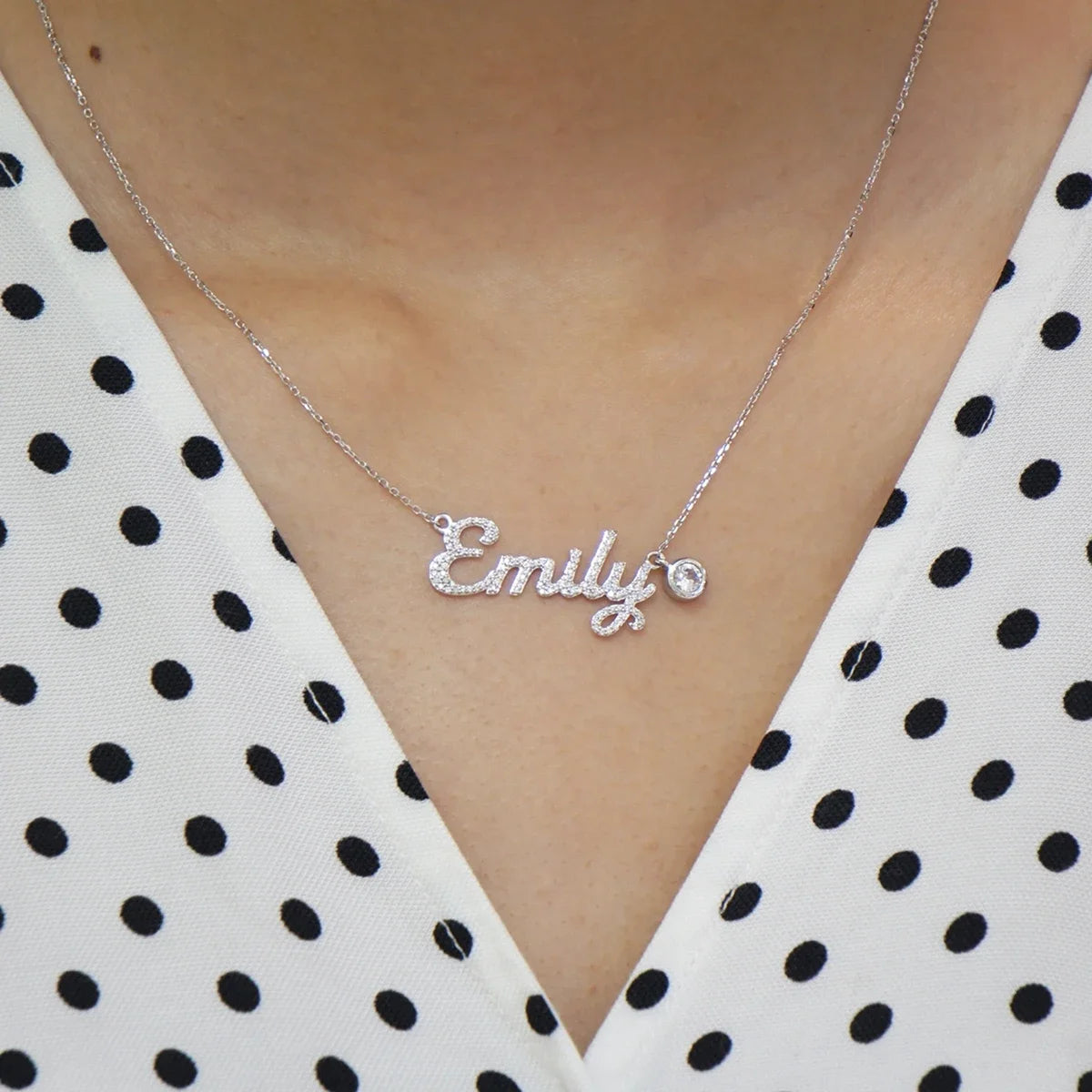 The Signature Moissanite Drop Name Necklace