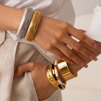 18K Stripped Cuff Bangle