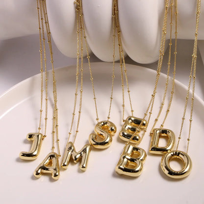 Chunky Bubble Balloon Initial Letter Necklace