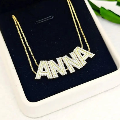 Custom Crystal Sliding Letter Name Necklace