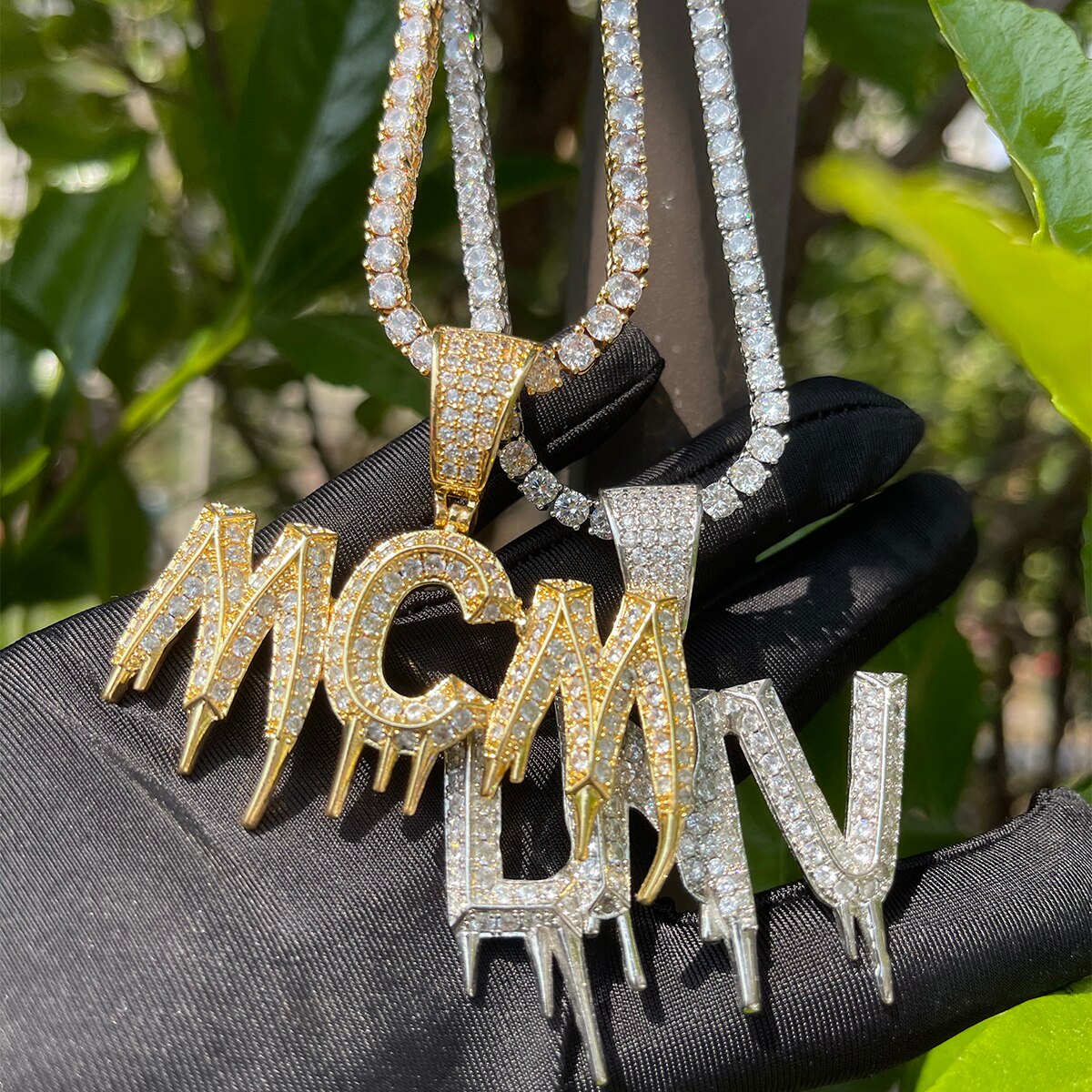 Men's Drip Letter Custom Name Necklace - Queendom Treasurez 