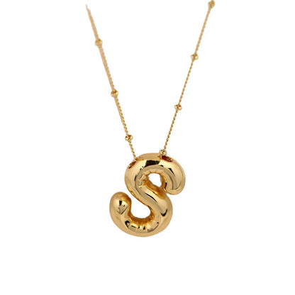 Chunky Bubble Balloon Initial Letter Necklace