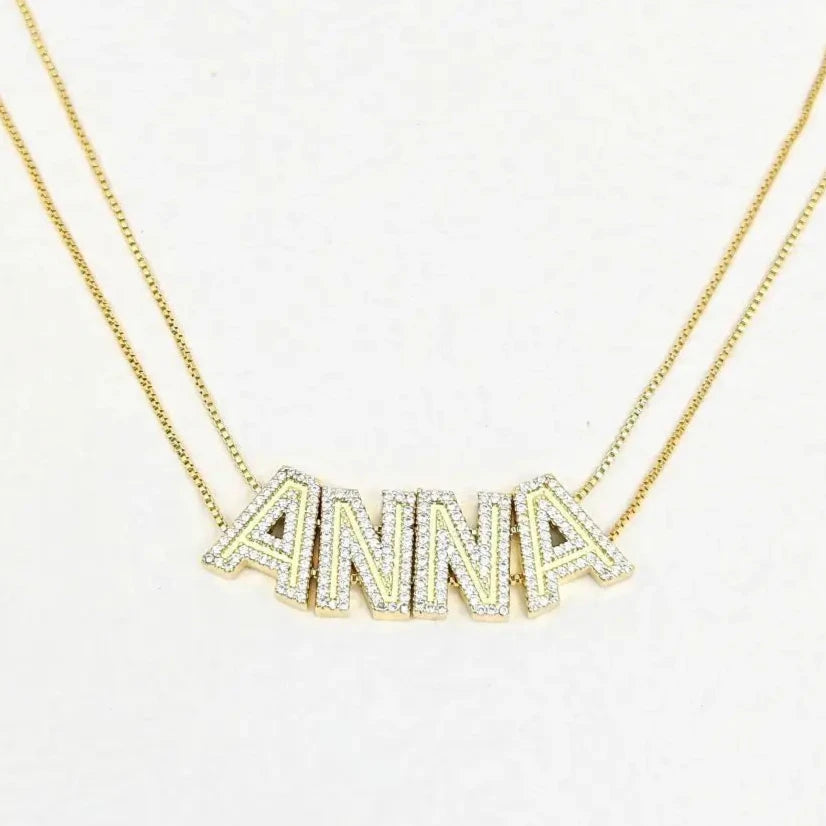 Custom Crystal Sliding Letter Name Necklace