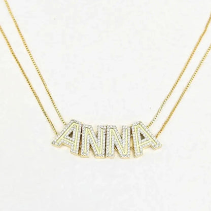 Custom Crystal Sliding Letter Name Necklace