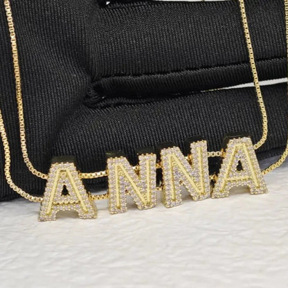 Custom Crystal Sliding Letter Name Necklace