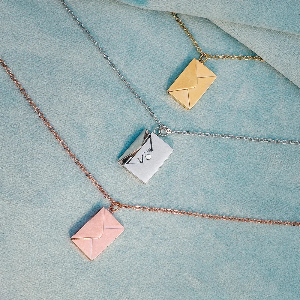 Custom Letter Envelope Pendant Necklace