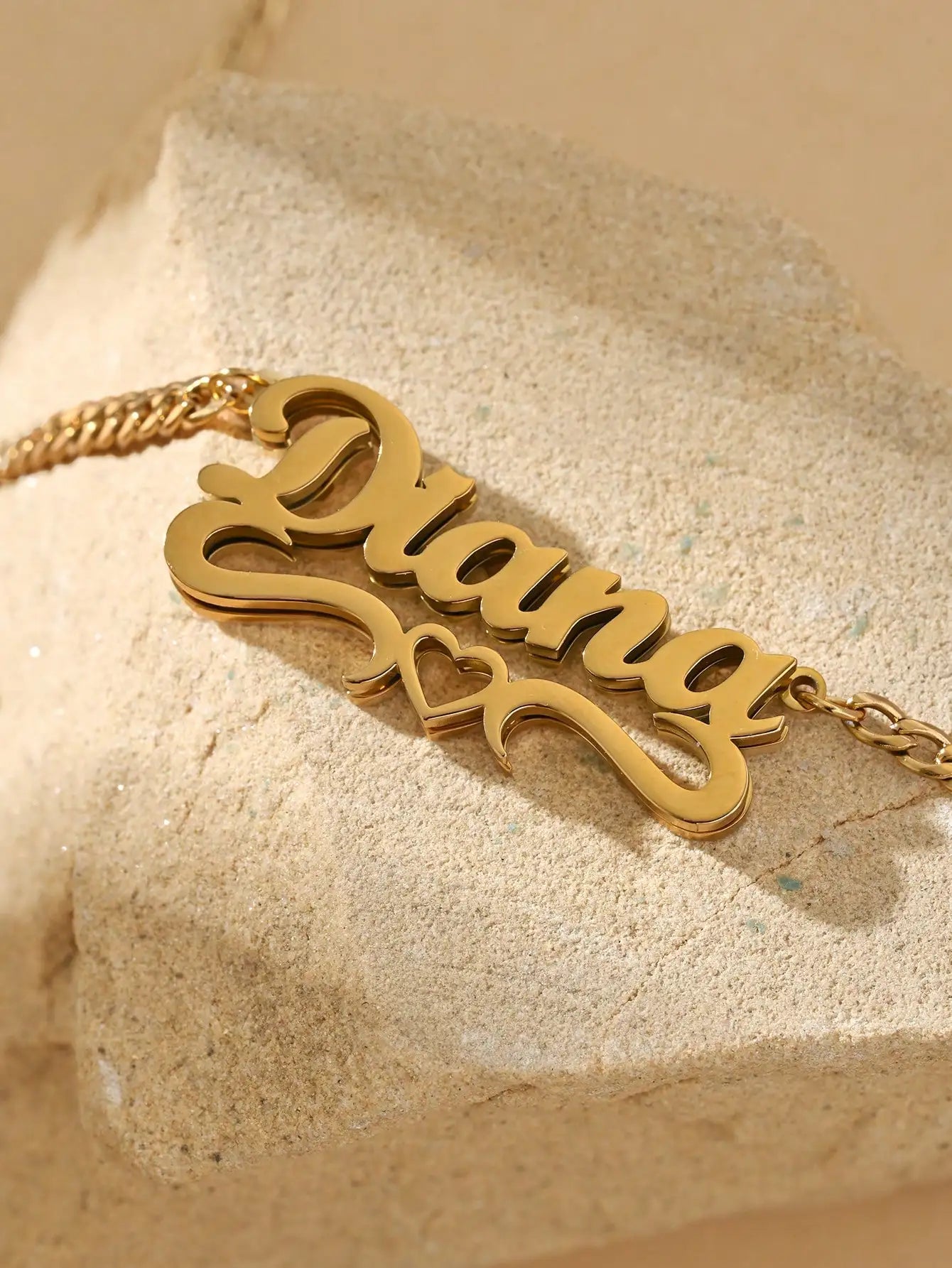 Double Plated Open Sweetheart Name Necklace