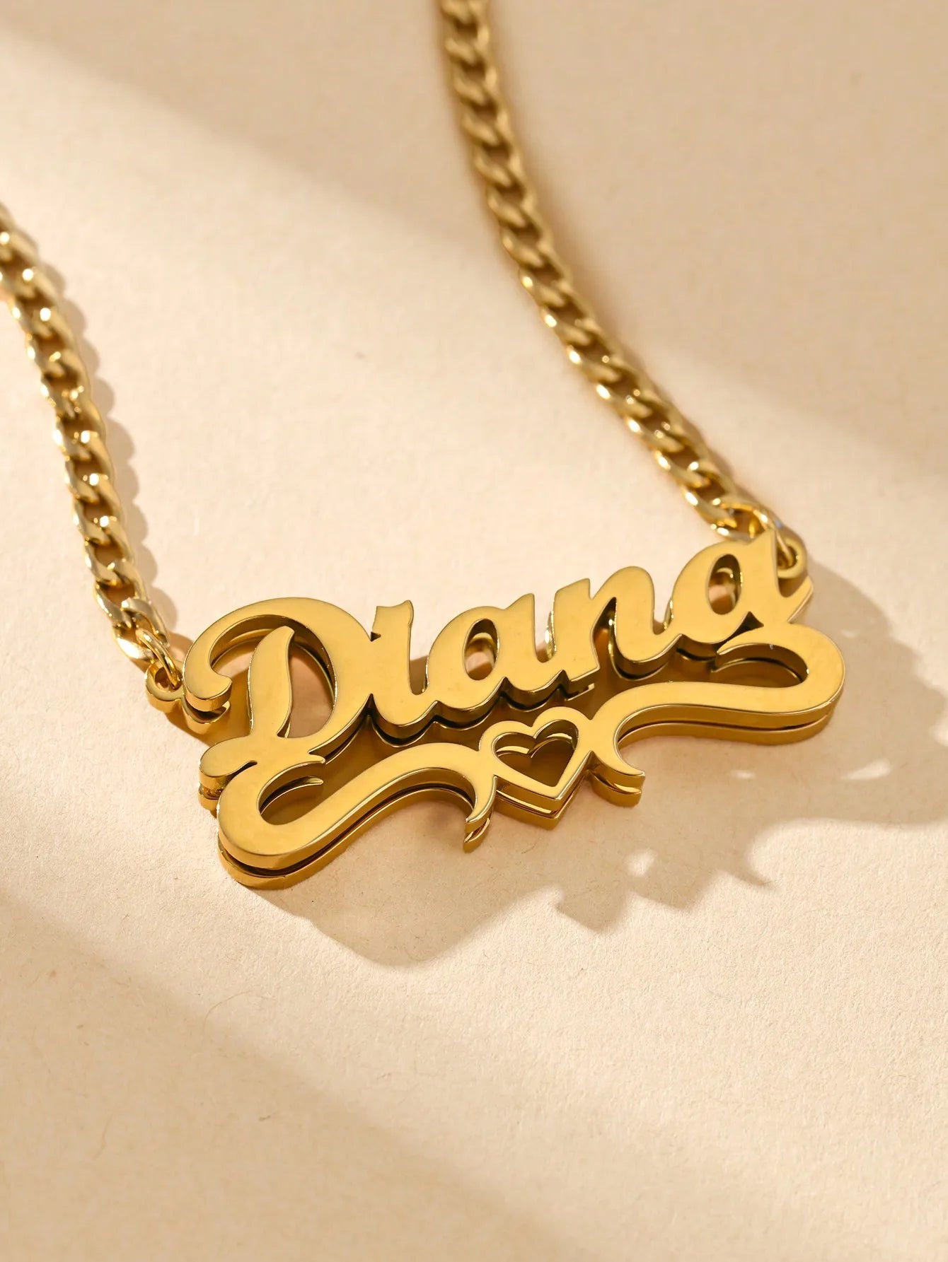 Double Plated Open Sweetheart Name Necklace