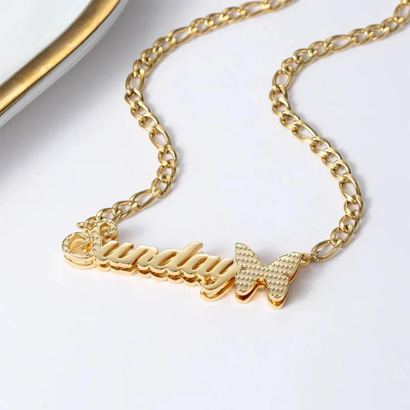 Double Plated Flutter Name Necklace