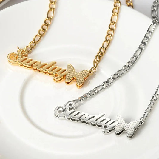 Double Plated Flutter Name Necklace