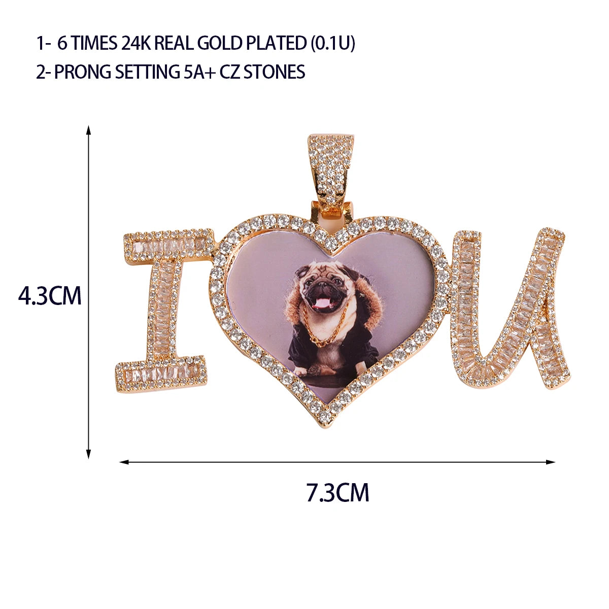 I Love U Custom Photo Necklace