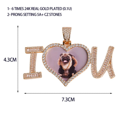 I Love U Custom Photo Necklace