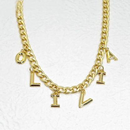 Initial letter custom name Cuban necklace with personalized engraving and bold Cuban links – Queendom Treasurez.