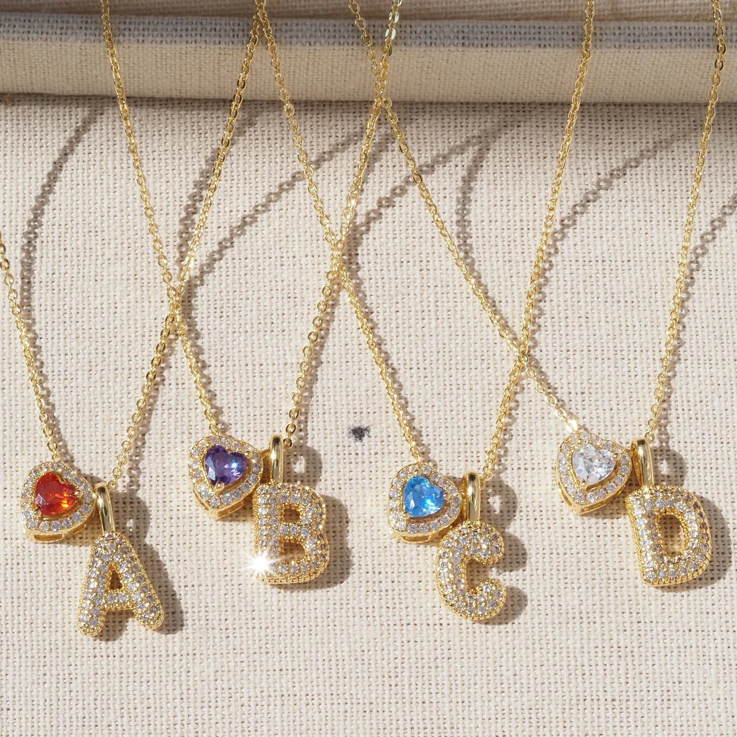 Shimmer Puff Treasure Drop Initial Necklace