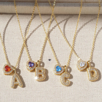 Shimmer Puff Treasure Drop Initial Necklace