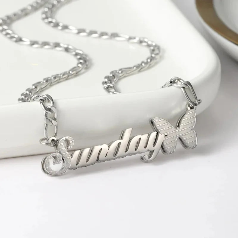 Double Plated Flutter Name Necklace