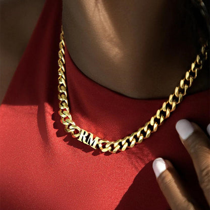 Custom Initials Cuban Necklace - Queendom Treasurez 