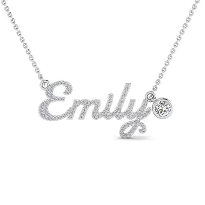 The Signature Moissanite Drop Name Necklace