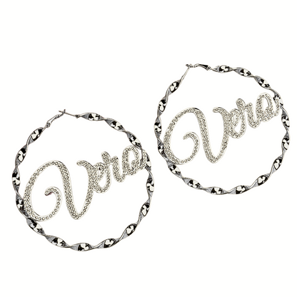 Crystal Custom Name Swirl Hoop Earring