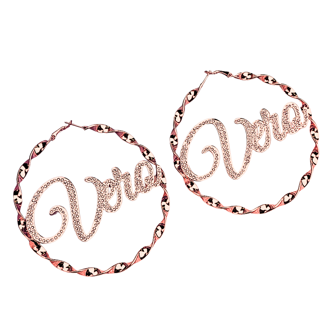 Crystal Custom Name Swirl Hoop Earring