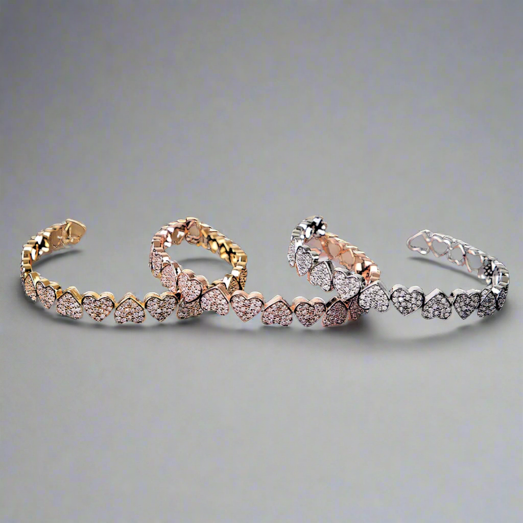 Iced Out Heart Bracelet Bangle