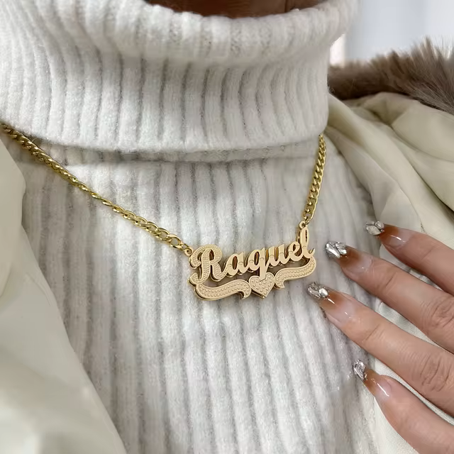 3D Double Plated 2 Toned Custom Name Necklace