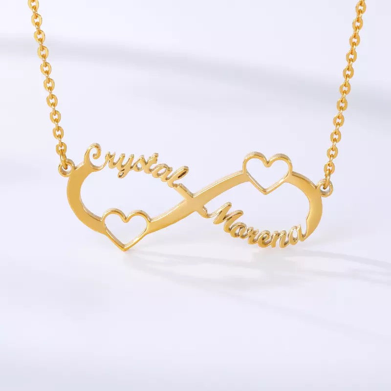 Infinity symbol necklace with personalized name