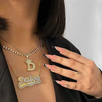 3D Double Plated Laser Cut Custom Name Necklace with precision detailing—Queendom Treasurez.