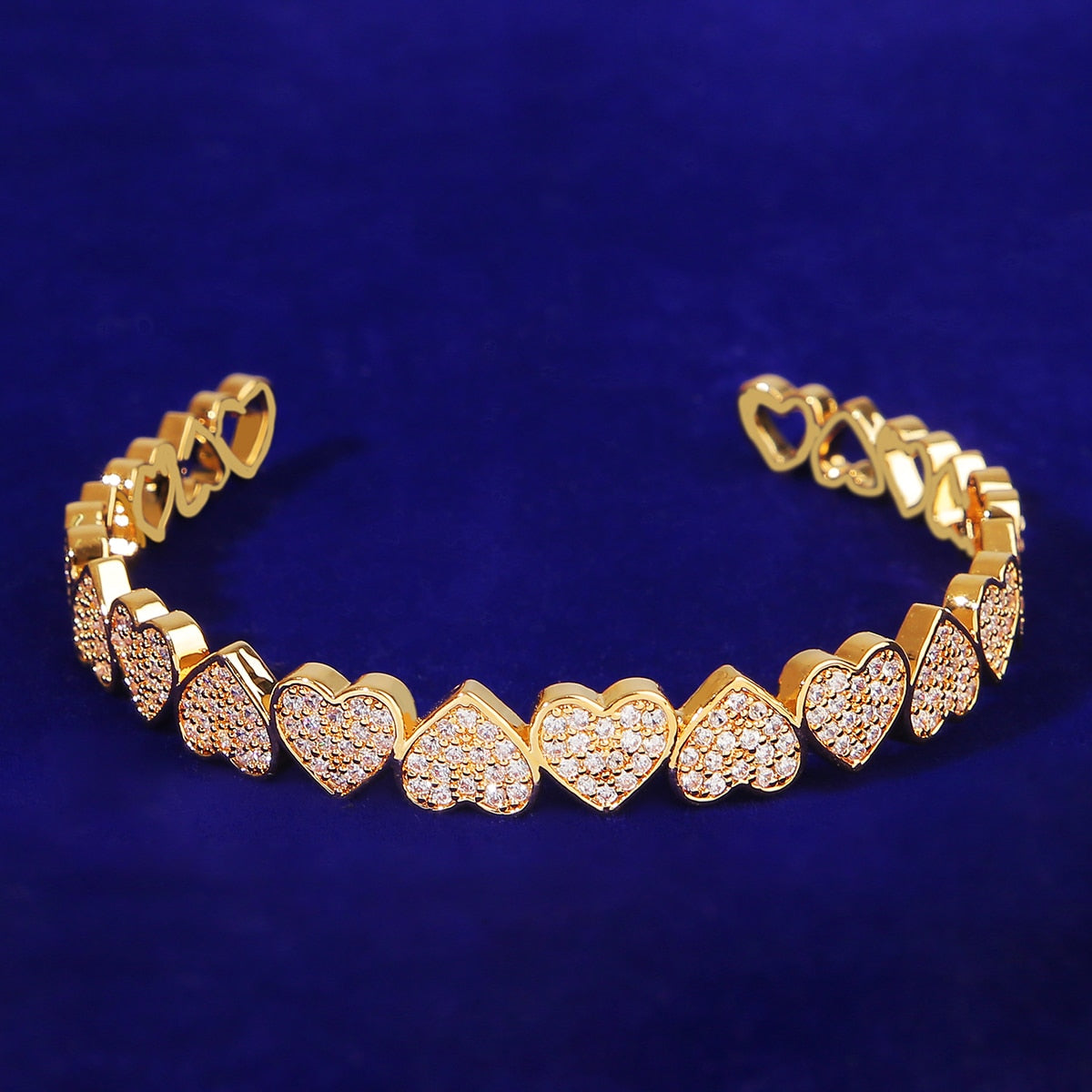 Iced Out Heart Bracelet Bangle - Queendom Treasurez 